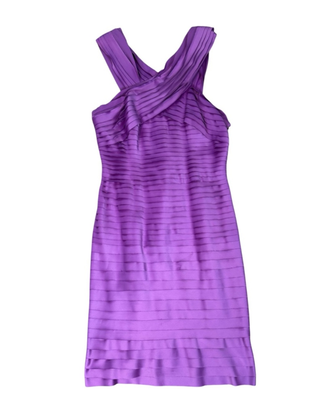JS Collections Lilac Cross Strap Bandage Sheath Cocktail Dress Women’s Size 12 - Picture 2 of 7